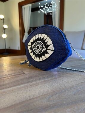 Navy Eye Embroidered Crossbody Bag